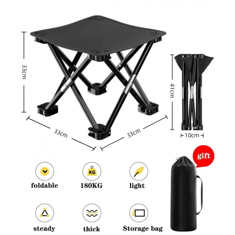 Portable Folding Camping Chair with Storage Space Outdoor Beach Chair Foldable Footstool Travel Picnic Fishing Chair Seat Tool