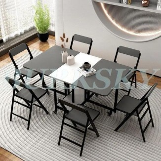 Table Folding Dining table Movable Table Set Dining Table Chair Set Chair Dining Room Furniture Small Apartment Living Room