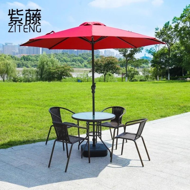 Outdoor leisure rattan table and chair five-piece set