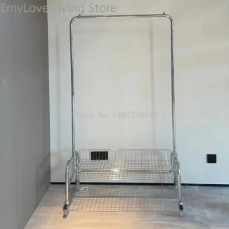 Floor Coat Racks Movable Coat Rack with Large Storage Basket for Living room Bedroom Cloakroom Clothing Display Stand for Shop