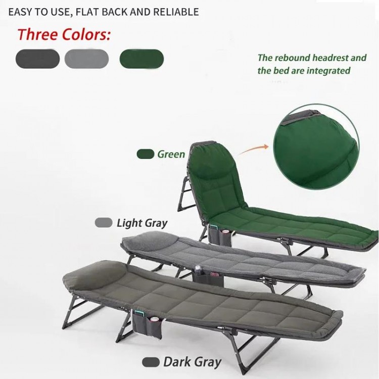 Ultralight Folding Bed for Tent Travel Office Hiking Camp Nap Lunch Siesta Bed Cot Outdoor Portable Adjustable Chair Recliner