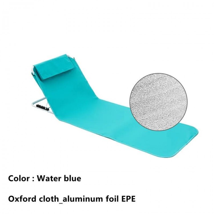 Outdoor Portable Beach Chair Outdoor Folding Camping Mat Chair Portable Folding Beach Mat with Adjustable Backrest Headrest