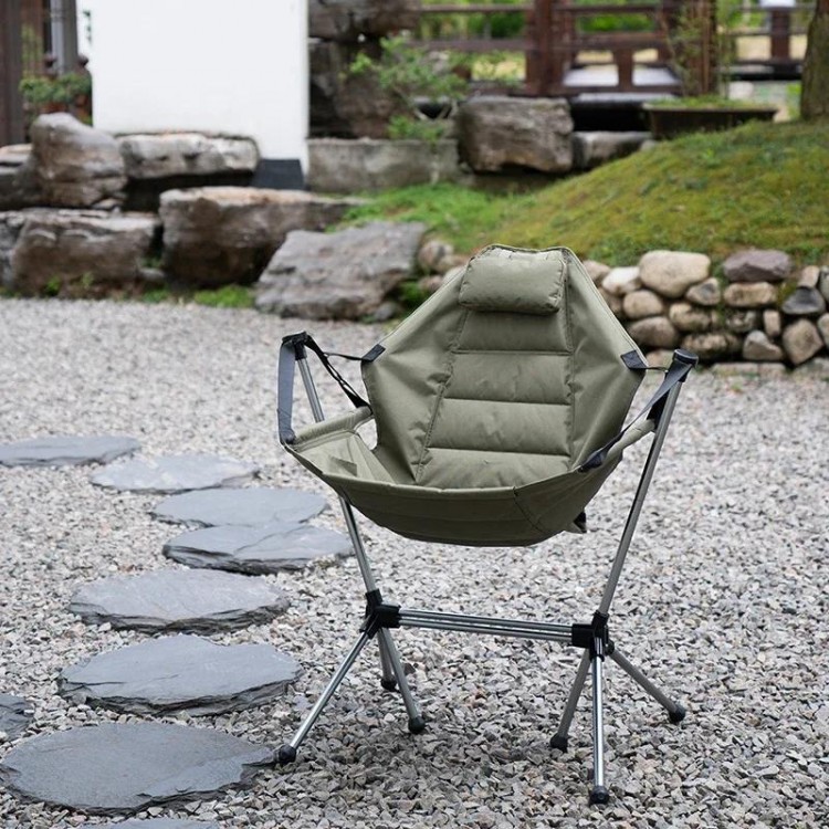 Camping Portable Folding Rocking Chair Balcony Home Reclining Lazy Person Rocking Chair Leisure Chair