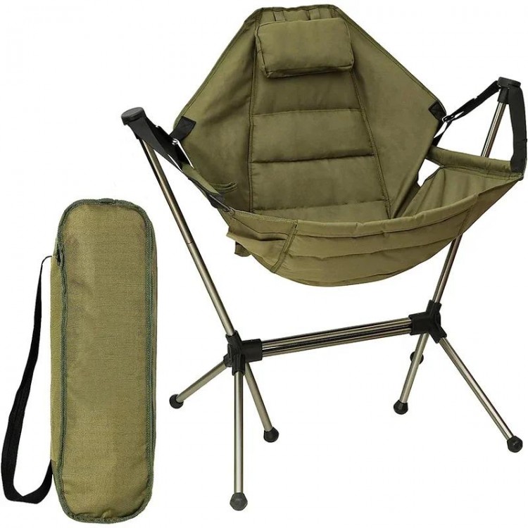 Camping Portable Folding Rocking Chair Balcony Home Reclining Lazy Person Rocking Chair Leisure Chair