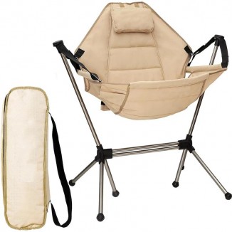Folding Rocking Chair Portable Lounge Chair Adult Aluminum Alloy Leisure Camping Picnic 180 Degree Turn Chair