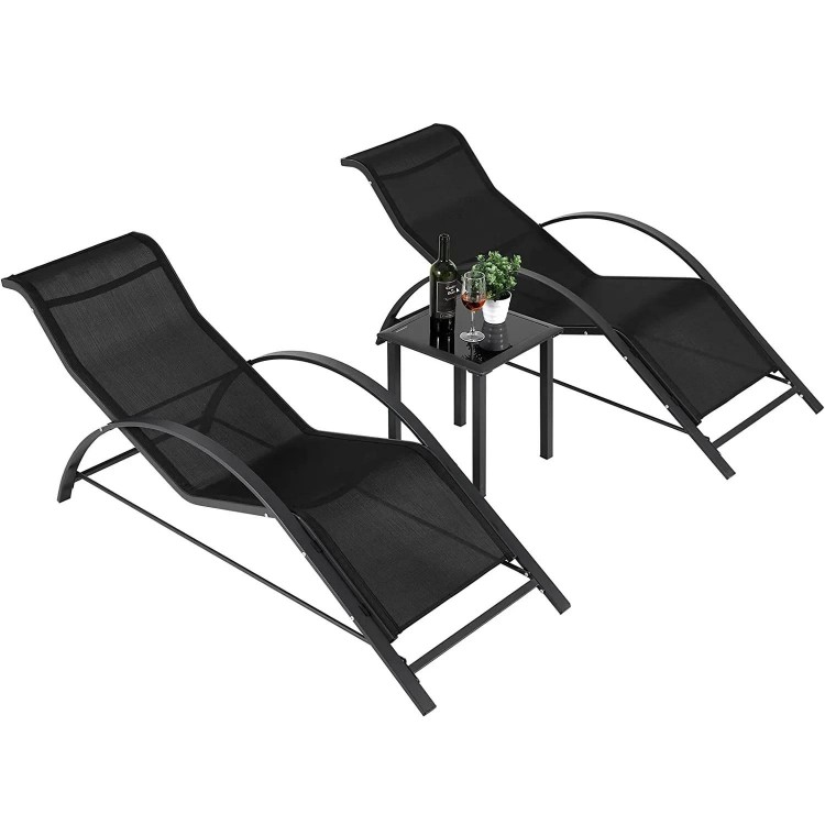 Sun Loungers Garden Chairs Deck Chairs Beach Loungers Lounge Chairs 3PCS Aluminum Teslin Fabric 150KG Load Capacity