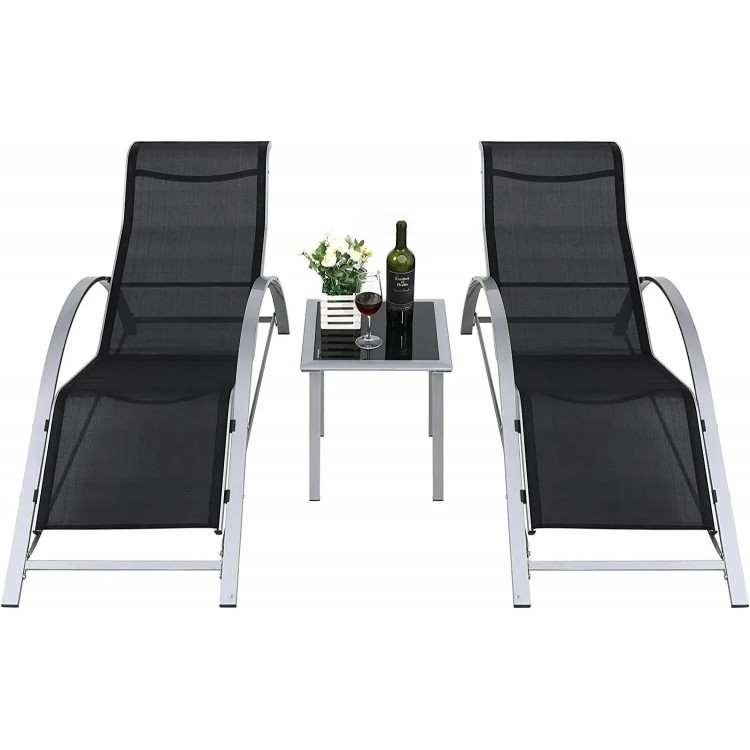 Sun Loungers Garden Chairs Deck Chairs Beach Loungers Lounge Chairs 3PCS Aluminum Teslin Fabric 150KG Load Capacity