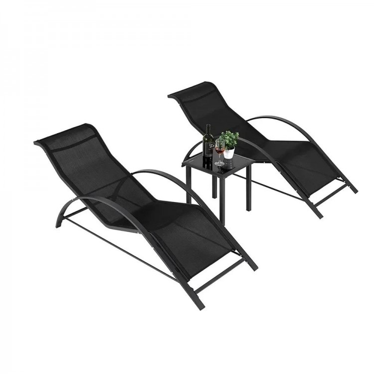 Sun Loungers Garden Chairs Deck Chairs Beach Loungers Lounge Chairs 3PCS Aluminum Teslin Fabric 150KG Load Capacity