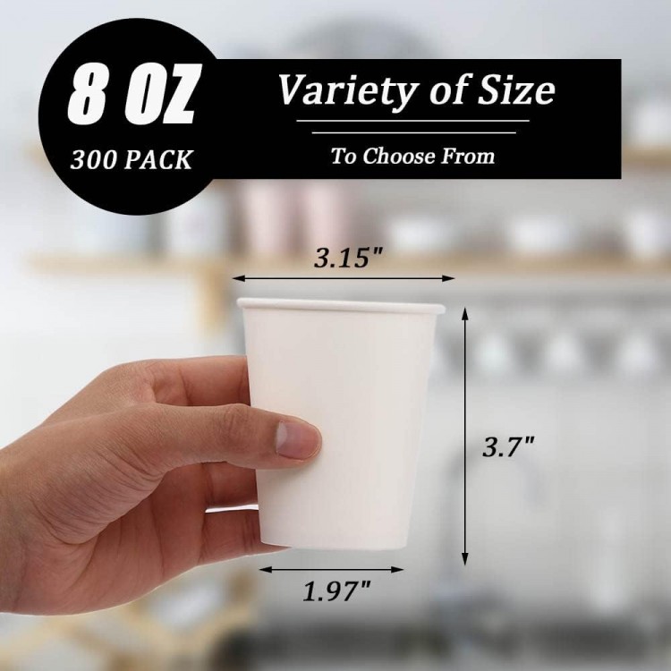 Lamosi 300 Pack 8 OZ Paper Cups, Disposable Coffee Cups, Paper Coffee