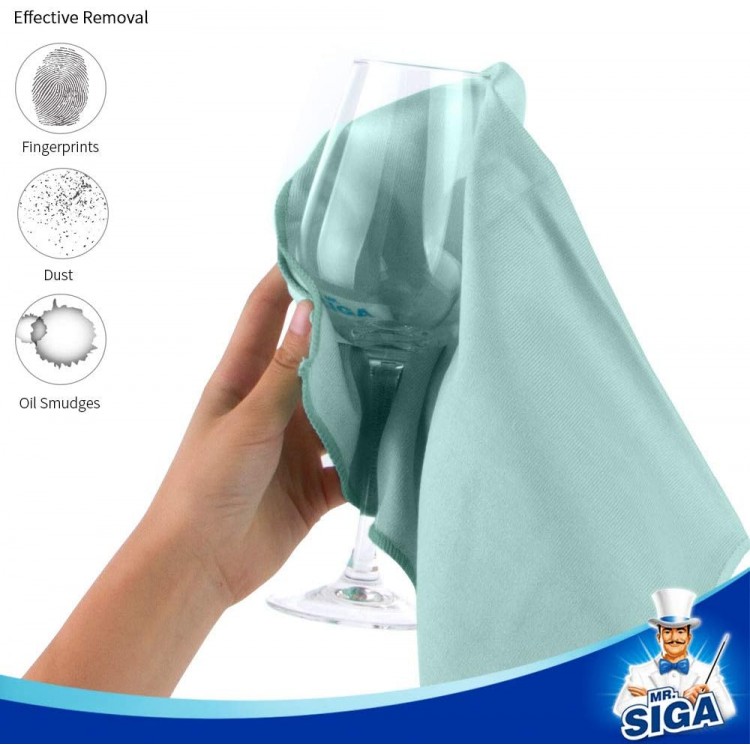 MR.SIGA Ultra Fine Microfiber Cloths for Glass, Pack of 12, 35 x 40cm