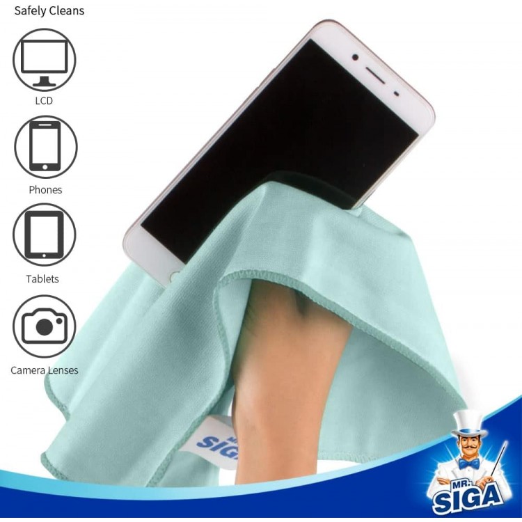 MR.SIGA Ultra Fine Microfiber Cloths for Glass, Pack of 12, 35 x 40cm