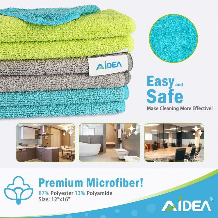 AIDEA Microfiber Cleaning Cloths-8PK, Soft Absorbent Microfiber Cloth,
