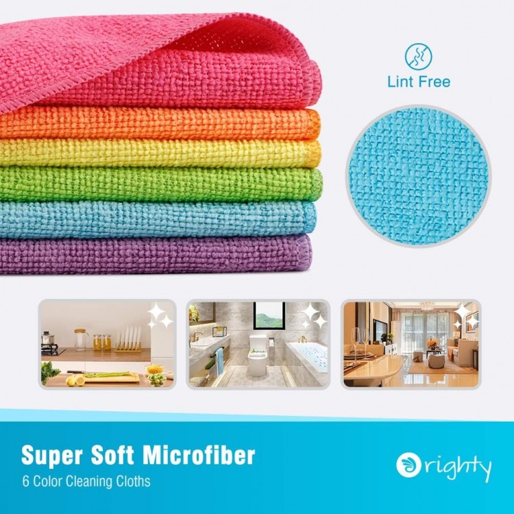 Orighty Microfiber Cleaning Cloths, Pack of 12, Highly Absorbent Clean