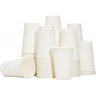 RACETOP Disposable Paper Coffee Cups 12 oz [100 Pack],12 oz White Hot