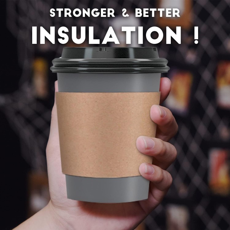 【100 Pack - 12 oz Disposable Coffee Cups To Go with Lids Sleeves and S