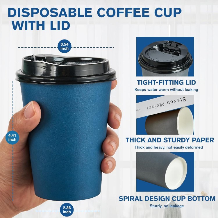 LITOPAK 100 Pack 12 oz Paper Coffee Cups, Disposable Coffee Cups with