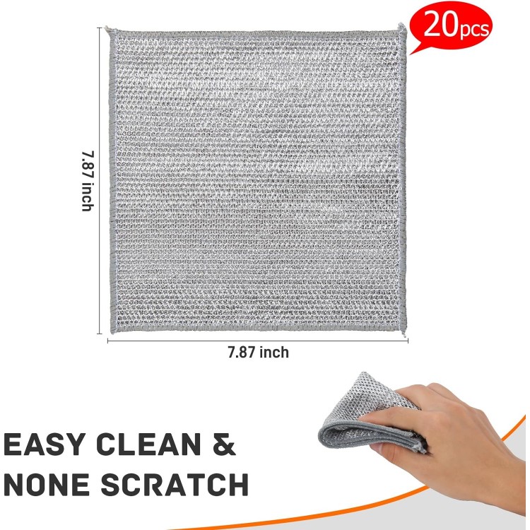 20 PCS Wire Dishcloth, Multipurpose Wire Dishwashing Rags for Wet and