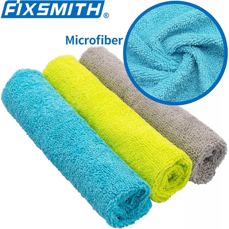 FIXSMITH Microfiber Cleaning Cloth - Pack of 8, Size: 12 x 16 in, Mult
