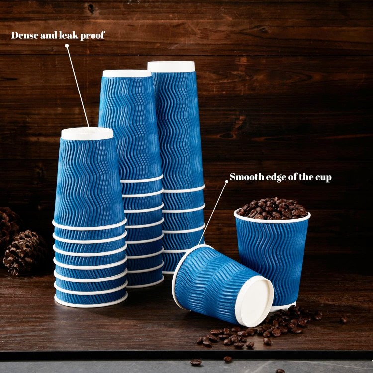 Lamosi 12 oz Coffee Cups - 120 Pack, Insulated Corrugated Disposable P