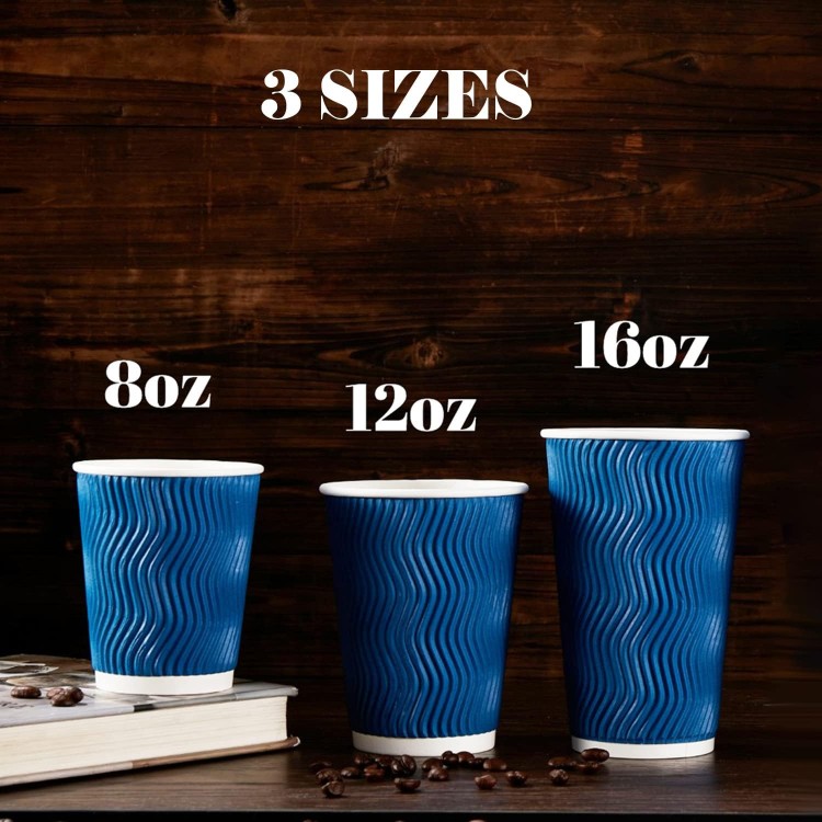 Lamosi 12 oz Coffee Cups - 120 Pack, Insulated Corrugated Disposable P