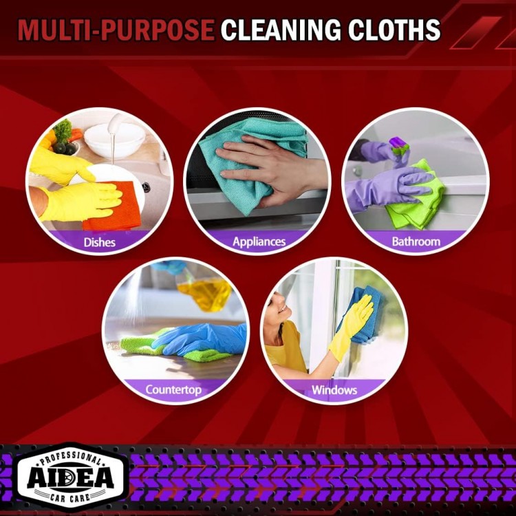AIDEA Microfiber Cleaning Cloths-50PK, Microfiber Towels for Cars, Pre