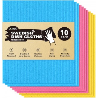 AIDEA Swedish Dish Cloth-10PK, Swedish Dishcloths for Kitchen, Reusabl