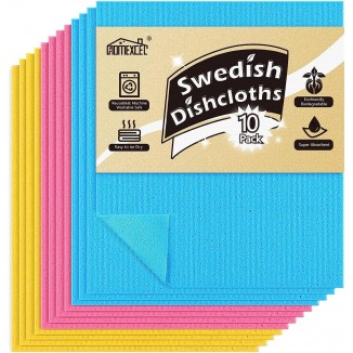HOMEXCEL Swedish Dishcloths for Kitchen 10 Pack, Sponge Dish Cloth for