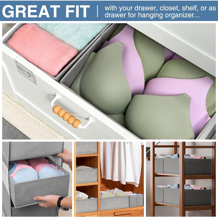 Criusia Drawer Organizer for Clothing, 12 Pack Sock Underwear Drawer O