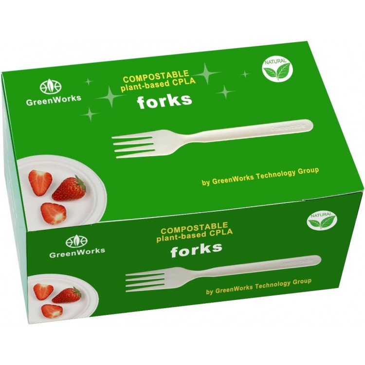 Heavy-duty Compostable Forks, BPI Certified 100 Count 7 Large Disposab