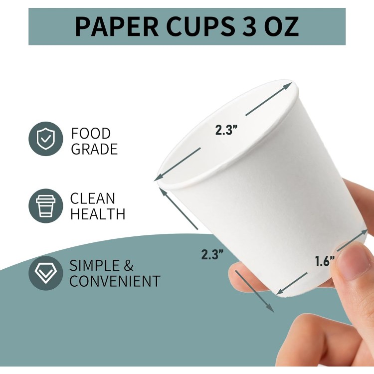 RACETOP [100 Count] 3 oz Paper Cups Bathroom, Small Paper Cups Disposa