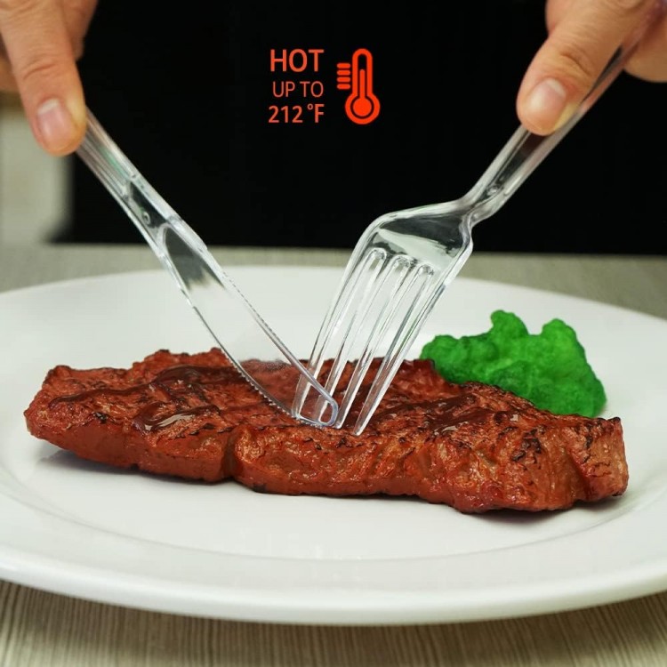 [100 Count] Heavy Duty Clear Plastic Forks Disposable Plastic Fork Bul