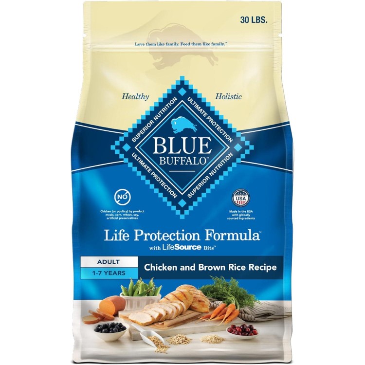 Blue Buffalo Life Protection Formula Adult Dry Dog Food, Helps Build and Maintain Strong Muscles, Made with Natural Ingredients, Chicken & Brown Rice Recipe, 30-lb. Bag