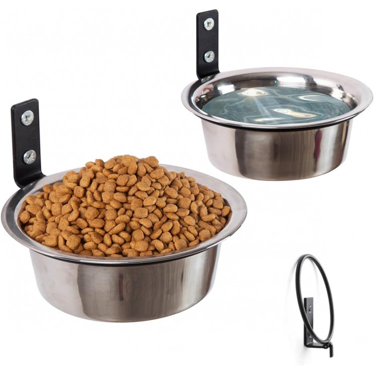 Wall Mounted Dog Feeder,Raised Dog Food and Water Bowls, Metal, Foldable,90° Swing, Rust Resistant, Easy to Clean, Recommended by Veterinarians