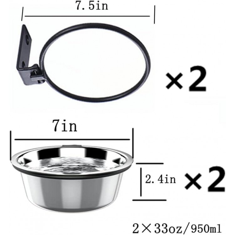 Wall Mounted Dog Feeder,Raised Dog Food and Water Bowls, Metal, Foldable,90° Swing, Rust Resistant, Easy to Clean, Recommended by Veterinarians