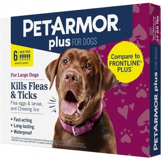 PetArmor Plus Flea and Tick Prevention for Dogs, Dog Flea and Tick Treatment, 6 Doses, Waterproof Topical, Fast Acting, Large Dogs Dogs (45-88 lbs)