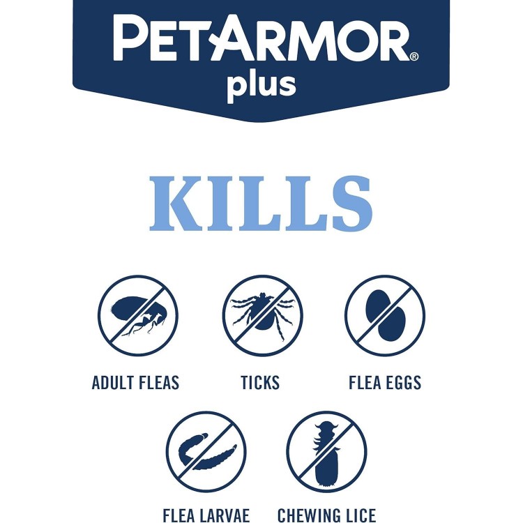 PetArmor Plus Flea and Tick Prevention for Dogs, Dog Flea and Tick Treatment, 6 Doses, Waterproof Topical, Fast Acting, Large Dogs Dogs (45-88 lbs)