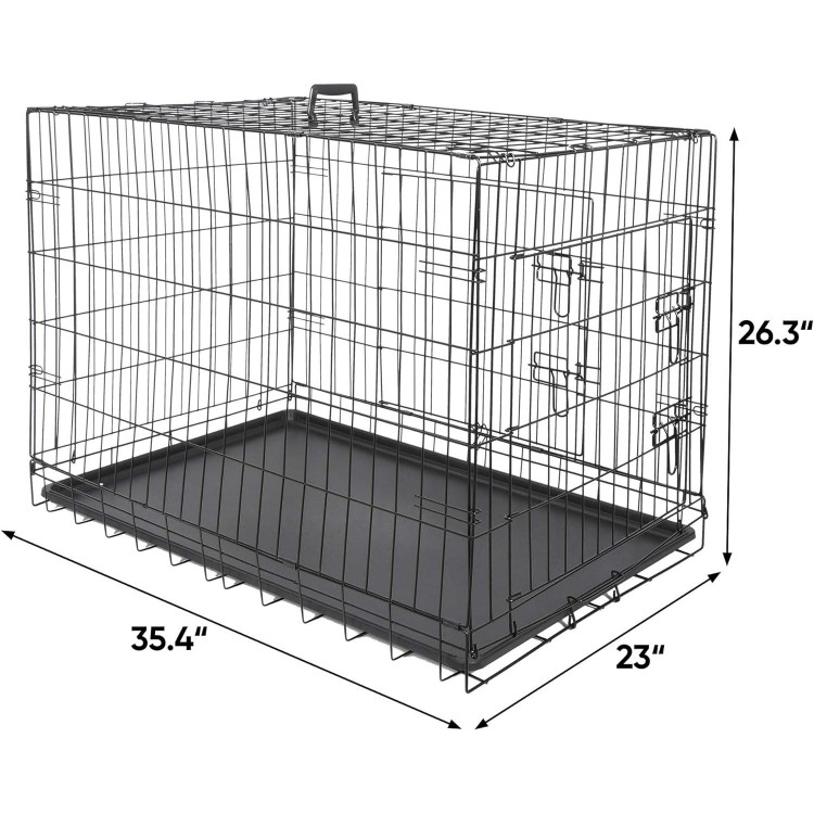 ZENY 30/36/42 Inch Dog Crate Double Door Folding Metal Dog or Pet Crate Kennel with Tray and Handle