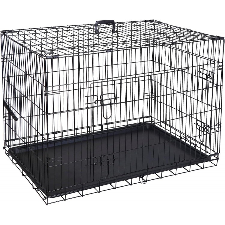 ZENY 30/36/42 Inch Dog Crate Double Door Folding Metal Dog or Pet Crate Kennel with Tray and Handle