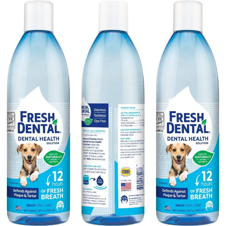 Naturel Promise Fresh Dental Water Additive - Dental Health Solution for Dogs - Easy to Use - Helps Clean Teeth - Freshens Breath Up to 12 Hours - No Brushing Required - 18 Fl Oz, 3 Pack