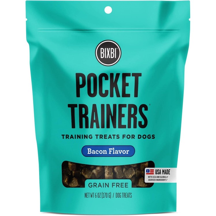 BIXBI Pocket Trainers, Bacon (6 oz, 1 Pouch) - Small Training Treats for Dogs - Low Calorie and Grain Free Dog Treats, Flavorful Pocket Size Healthy and All Natural Dog Treats