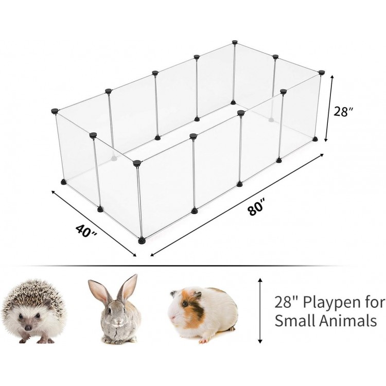 Tespo Pet Playpen, Portable Large Plastic Yard Fence Small Animals, Puppy Kennel Crate Fence Tent, 28 X 20 Inch, White, 12 Panels