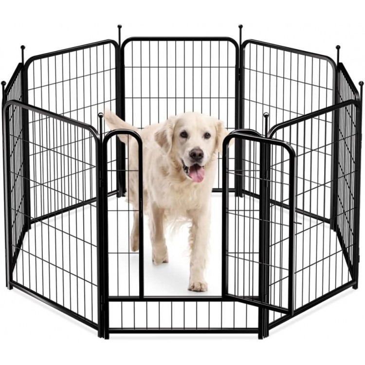 PawGiant Dog Fence Playpen 24”/32”/40” Indoor Outdoor for Small/Medium/Large Dogs, Metal Pet Puppy Cat Exercise Fencing Gate Crate Cage Outside RV, Camping, Yard, Garden