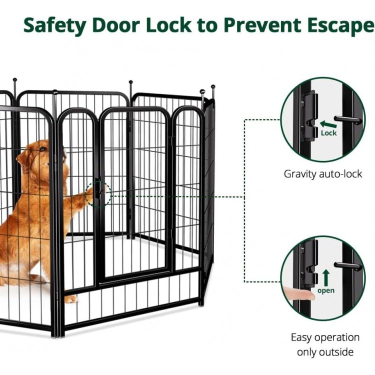 PawGiant Dog Fence Playpen 24”/32”/40” Indoor Outdoor for Small/Medium/Large Dogs, Metal Pet Puppy Cat Exercise Fencing Gate Crate Cage Outside RV, Camping, Yard, Garden