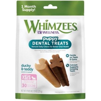 WHIMZEES by Wellness Puppy Natural Dental Chews for Dogs, Long Lasting Treats, Grain-Free, Freshens Breath, Extra Small/Small Breed, 30 count , 7.90 Ounce (Pack of 1)