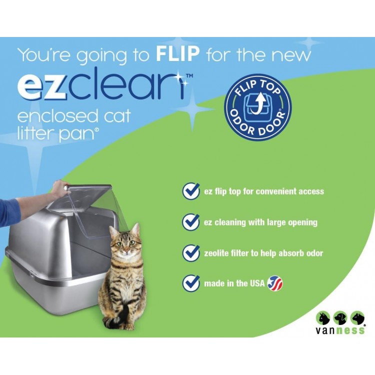 Van Ness Pets EZ Clean Jumbo Covered Cat Litter Box with Flip Top Odor Door Lid