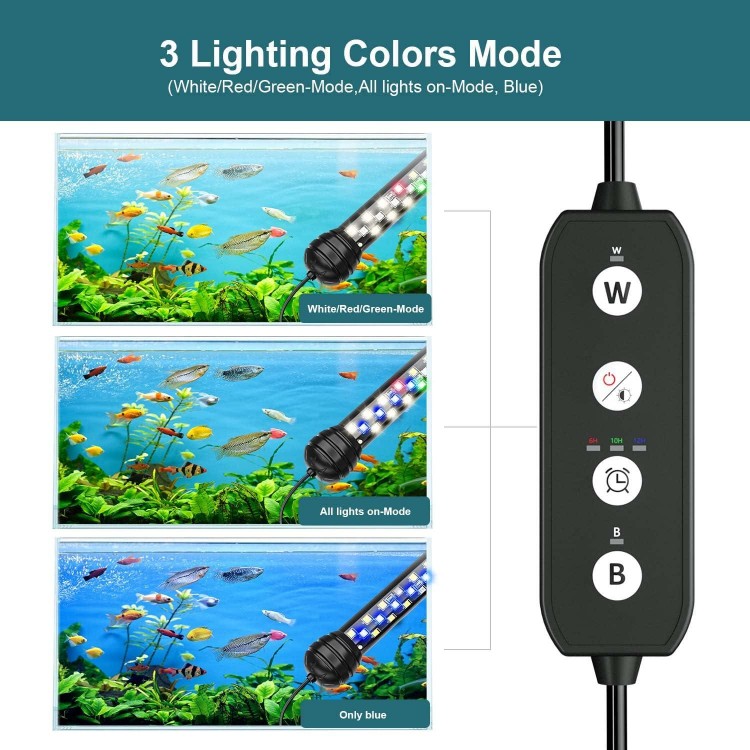 Led Aquarium Light with Timer, Submersible Aquarium Lights for Fish Tank, Fish Tank Light with Auto On/Off, 3 Lighting Modes, Adjustable Brightness (7 inch for 7.8-17inch Planted Tank), 5W