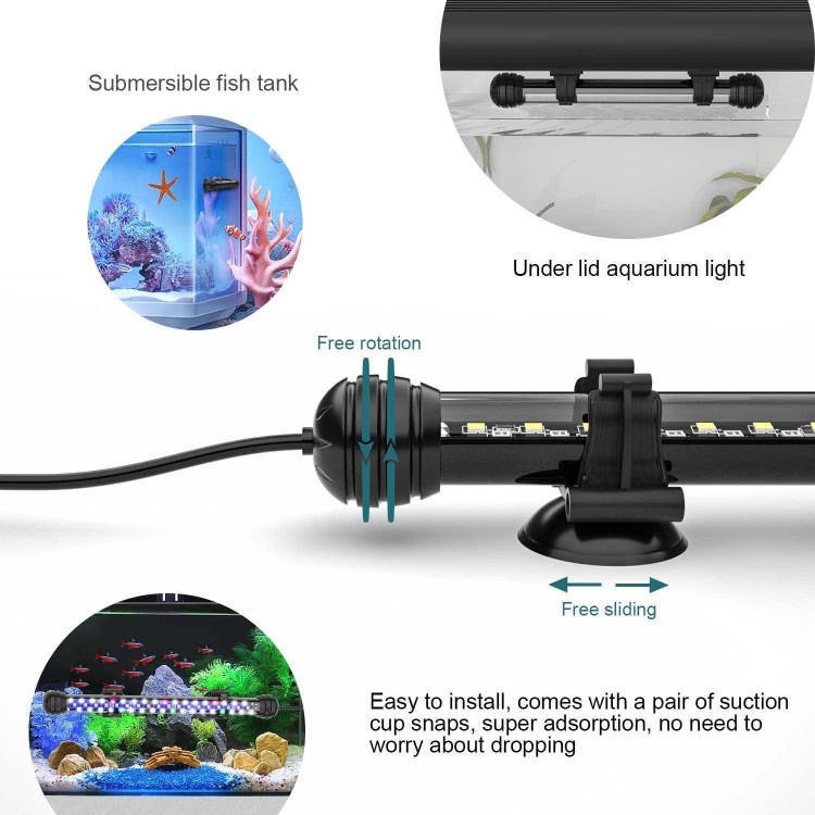 Led Aquarium Light with Timer, Submersible Aquarium Lights for Fish Tank, Fish Tank Light with Auto On/Off, 3 Lighting Modes, Adjustable Brightness (7 inch for 7.8-17inch Planted Tank), 5W