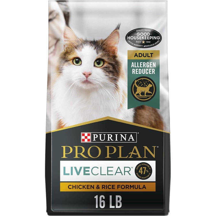 Purina Pro Plan Allergen Reducing, High Protein Cat Food, LIVECLEAR Chicken and Rice Formula - 16 lb. Bag