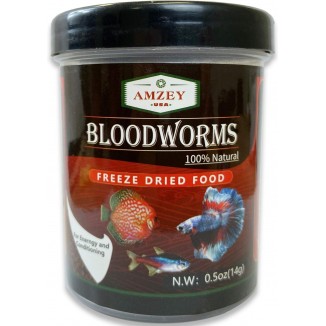 Amzey Blood Worms 0.5 oz -100% Natural Freeze Dried Blood Worms - Aquarium High Protein Food for Betta Fish, Goldfish, Cichlid, Guppy, Discus, Turtle