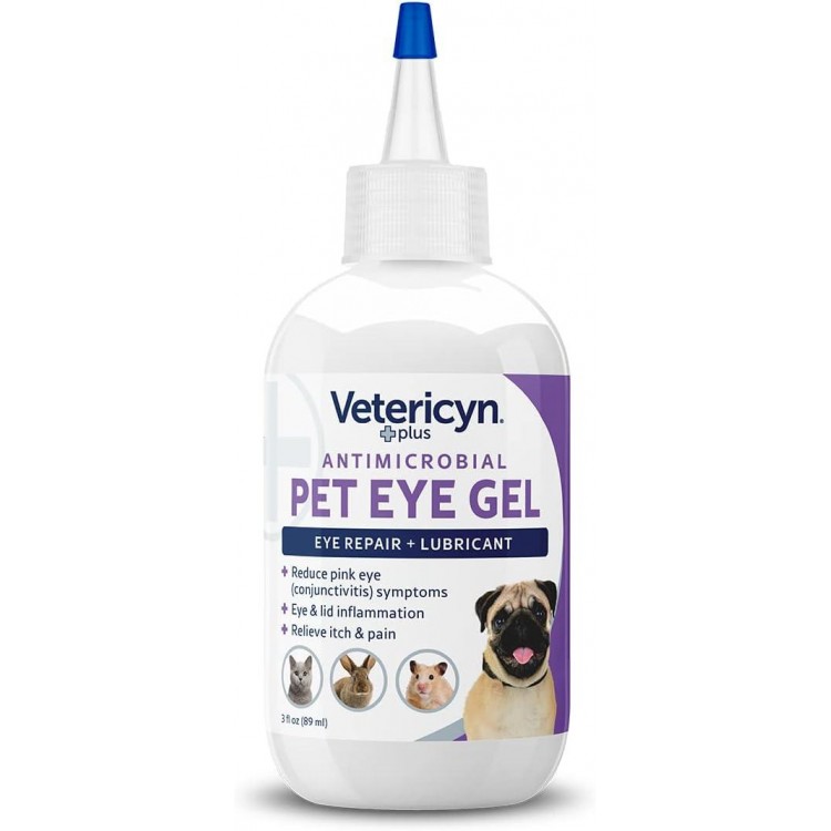 Vetericyn Plus Pet Eye Gel | Dog and Cat Eye Ointment Alternative to Lubricate and Relieve Eye Irritations and Abrasions, Reduce Symptoms of Pink Eye in Dogs and Cats. 3 ounces